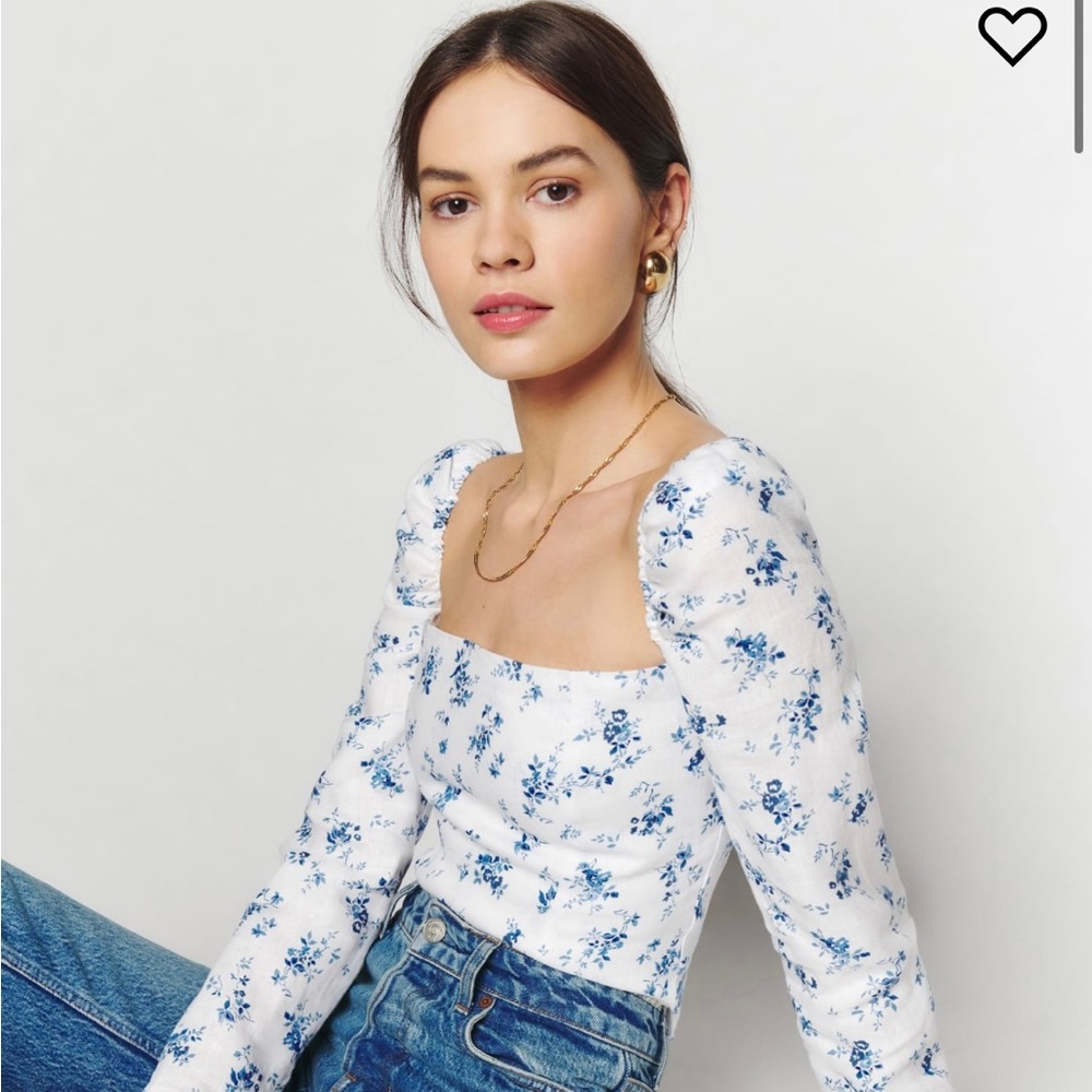 NWOT Reformation Khloe Linen Top